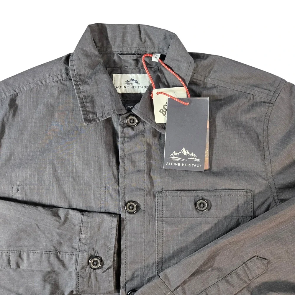 Alpine Heritage‎ Mens Ripstop Chore Jacket Grey Button Up Utility Coat BD1385 S